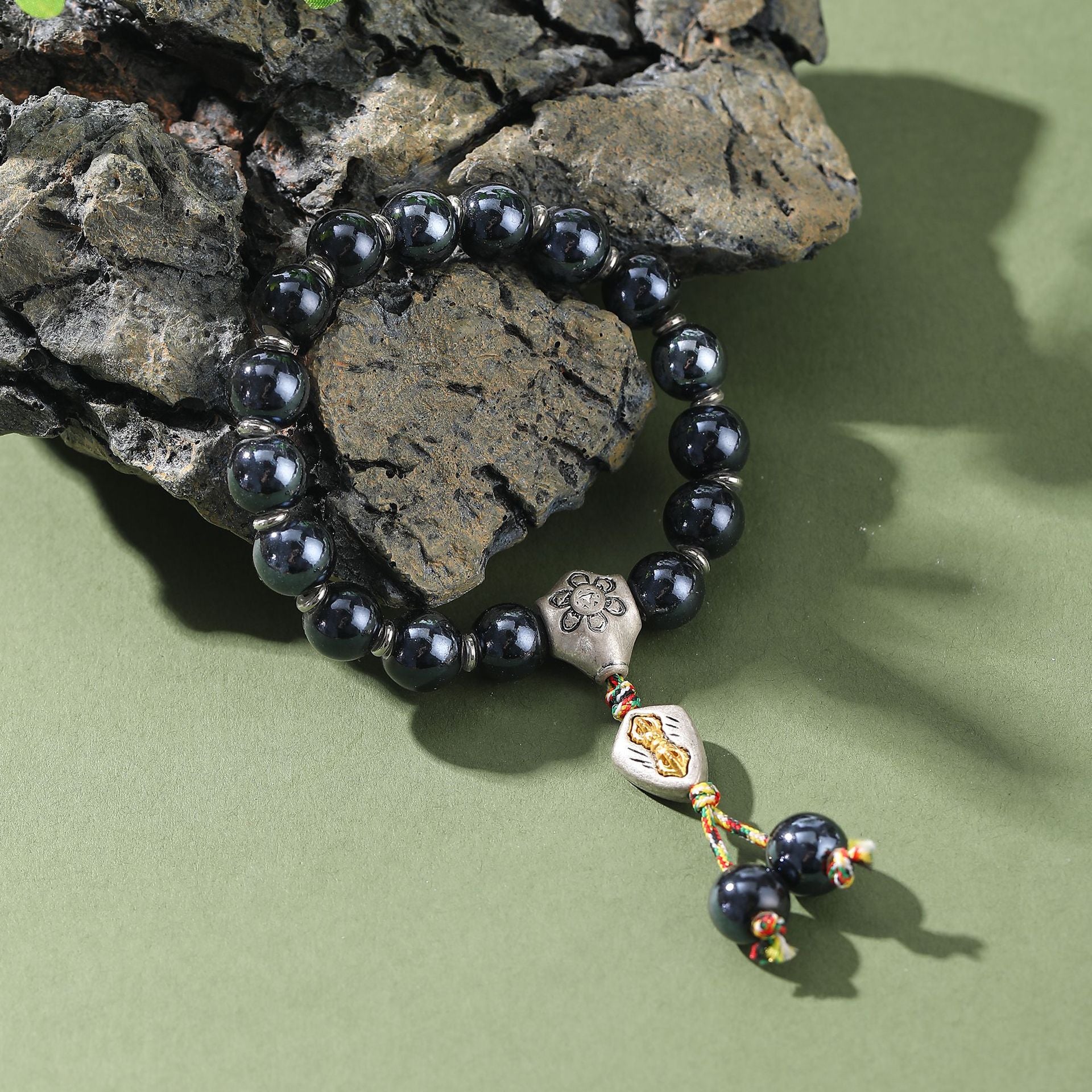 Temple Beijing Yonghe Same Style Incense Ash Glazed Ceramic Buddha Bead Bracelet Six-Word Mantra dy Live Streaming Manufacturer Wholesale