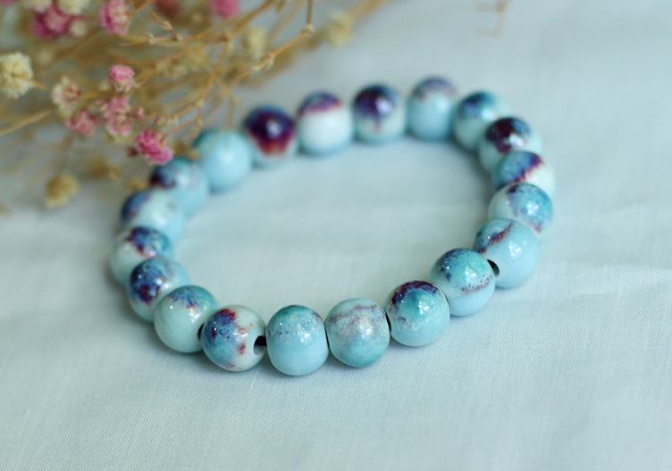 Chinese Ceramic Accessories Ethnic Style Full Bead Bracelet Live Streaming Beach Goods Source Ceramic Beads Wholesale