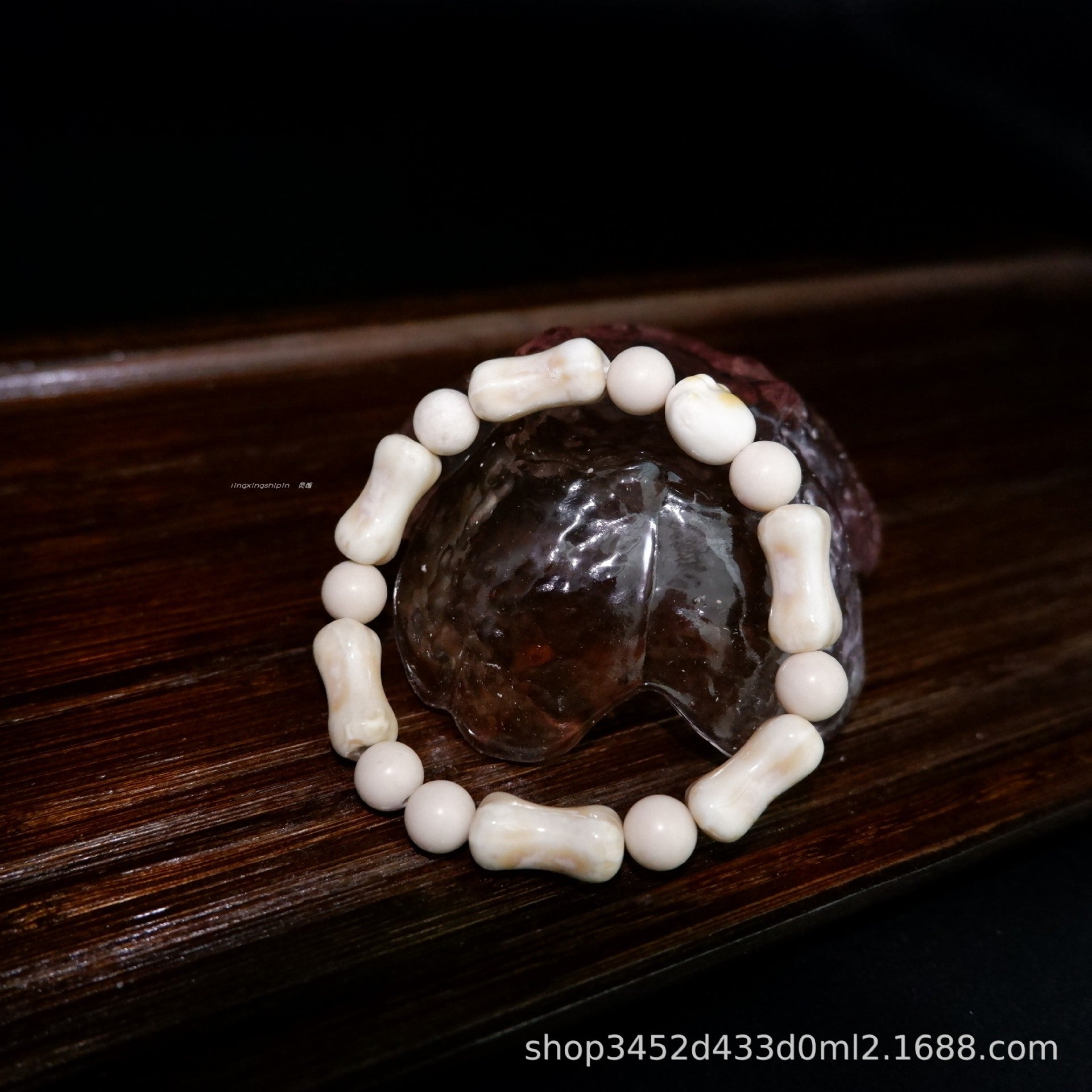 Cross-Border Hot Sale Ceramic Cat Paw Dog Bone Bracelet Natural Stone Spacer Beads Non-Fading Couple Style Versatile Bracelet for Women