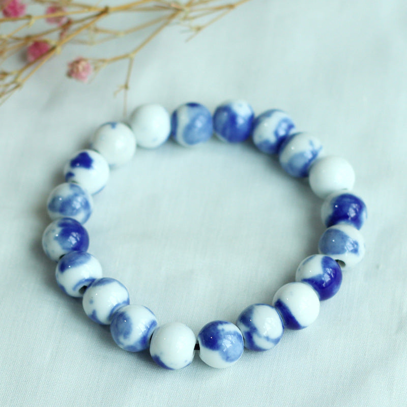 Chinese Ceramic Accessories Ethnic Style Full Bead Bracelet Live Streaming Beach Goods Source Ceramic Beads Wholesale