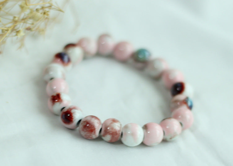 Chinese Ceramic Accessories Ethnic Style Full Bead Bracelet Live Streaming Beach Goods Source Ceramic Beads Wholesale