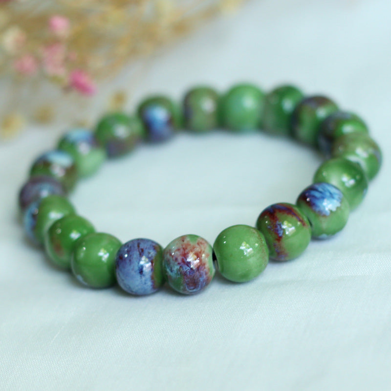 Chinese Ceramic Accessories Ethnic Style Full Bead Bracelet Live Streaming Beach Goods Source Ceramic Beads Wholesale