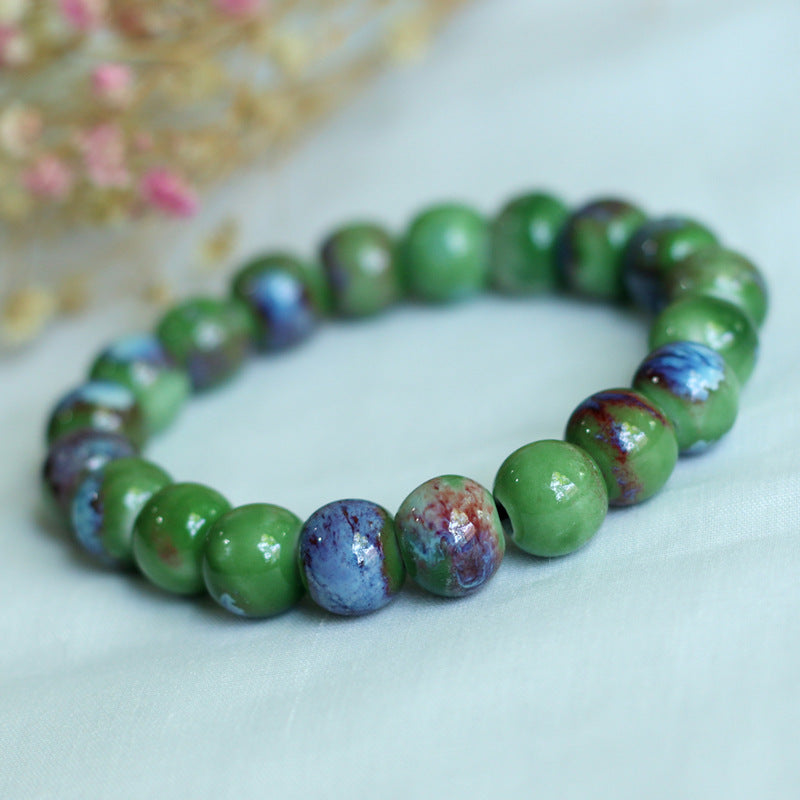 Chinese Ceramic Accessories Ethnic Style Full Bead Bracelet Live Streaming Beach Goods Source Ceramic Beads Wholesale
