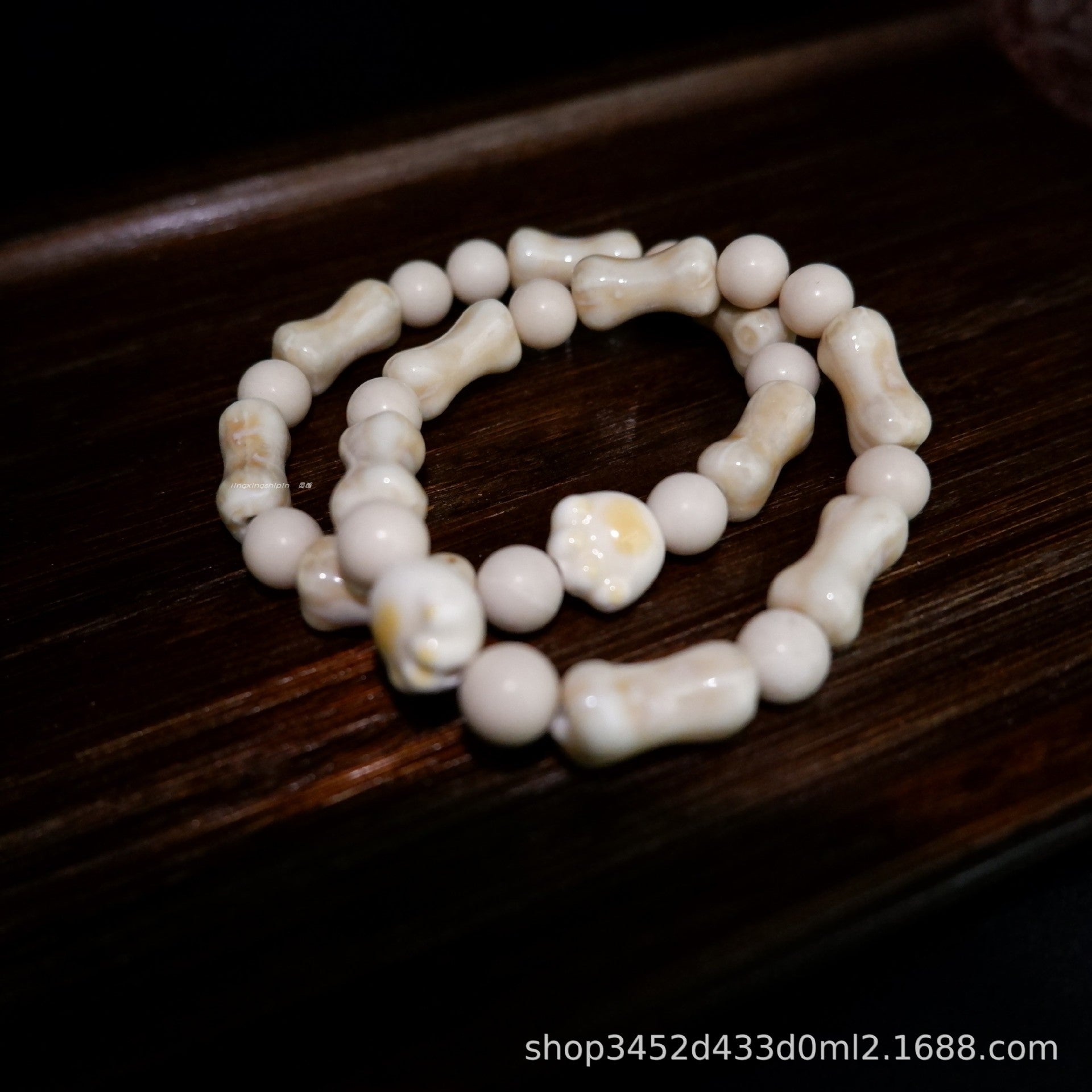 Cross-Border Hot Sale Ceramic Cat Paw Dog Bone Bracelet Natural Stone Spacer Beads Non-Fading Couple Style Versatile Bracelet for Women