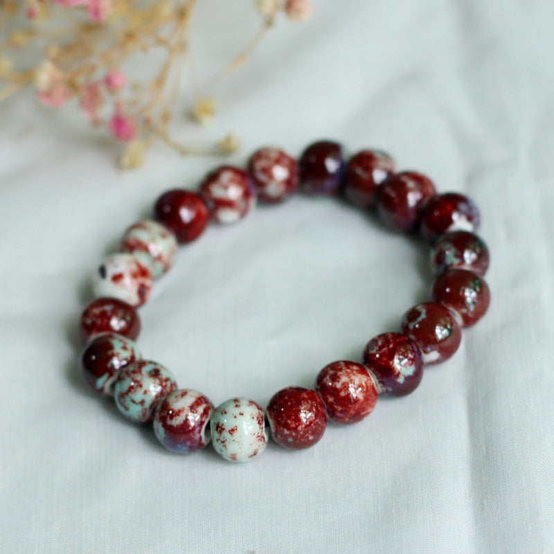 Chinese Ceramic Accessories Ethnic Style Full Bead Bracelet Live Streaming Beach Goods Source Ceramic Beads Wholesale