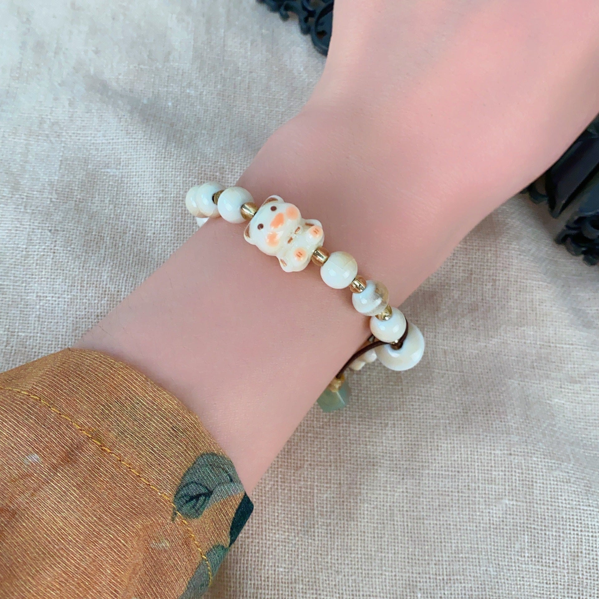 New Chinese Style Ceramic Wooden Bead Bracelet for Women, Ancient Style Zen Beaded Bracelet, Niche Design, Personalized Versatile Hand Accessories