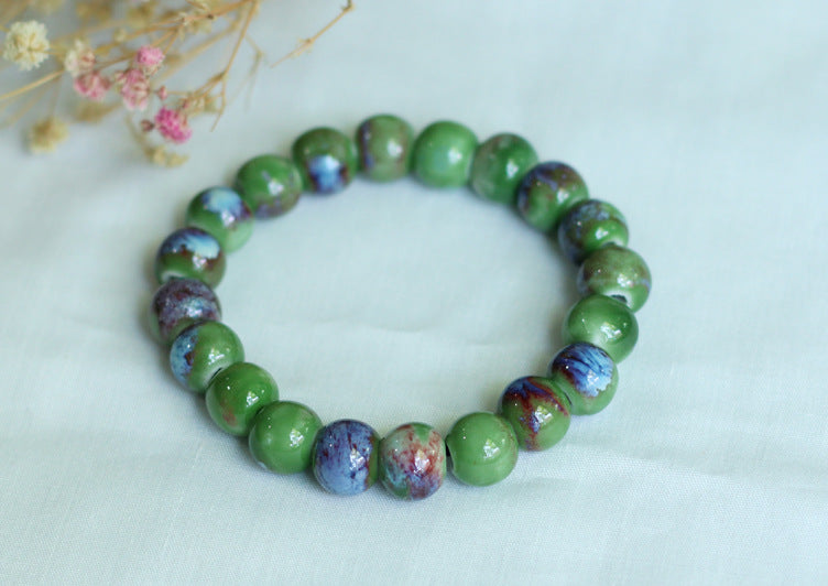 Chinese Ceramic Accessories Ethnic Style Full Bead Bracelet Live Streaming Beach Goods Source Ceramic Beads Wholesale