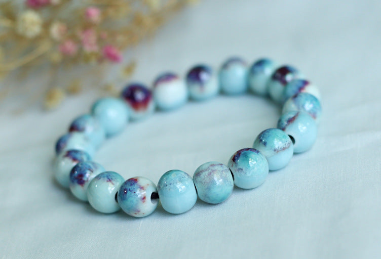 Chinese Ceramic Accessories Ethnic Style Full Bead Bracelet Live Streaming Beach Goods Source Ceramic Beads Wholesale