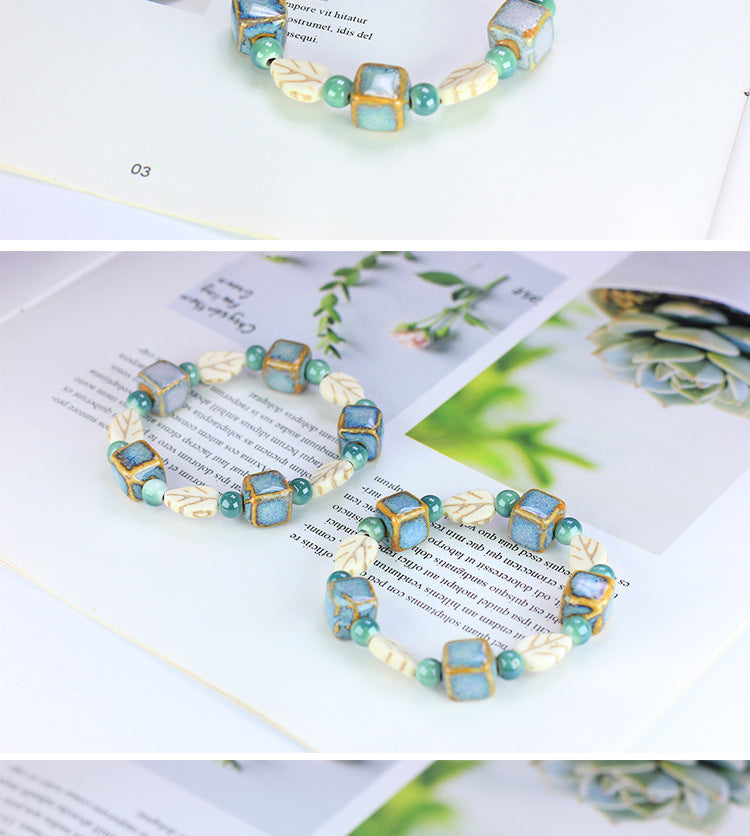 Man Ceramic Bracelet Woven Gift Jewelry Trendy Fresh New Chinese Style Sisters Best Friends Girls Ethnic Style