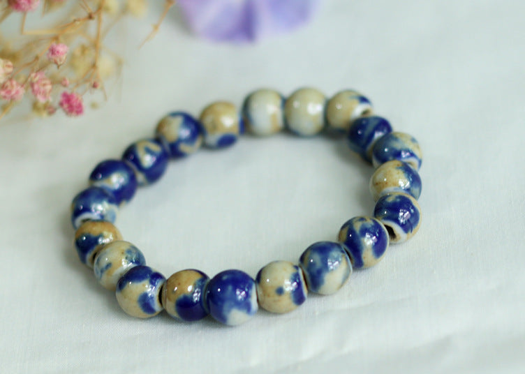 Chinese Ceramic Accessories Ethnic Style Full Bead Bracelet Live Streaming Beach Goods Source Ceramic Beads Wholesale