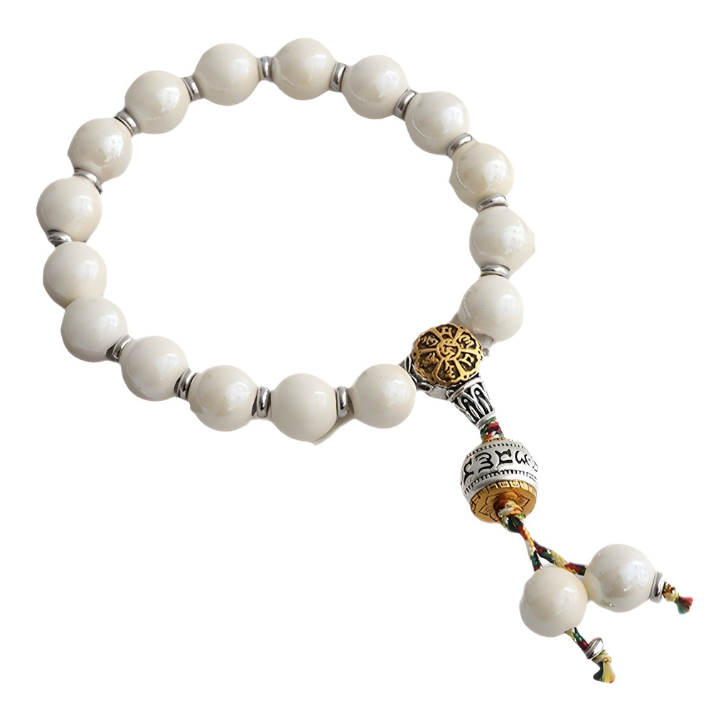 Temple Beijing Yonghe Same Style Incense Ash Glazed Ceramic Buddha Bead Bracelet Six-Word Mantra dy Live Streaming Manufacturer Wholesale