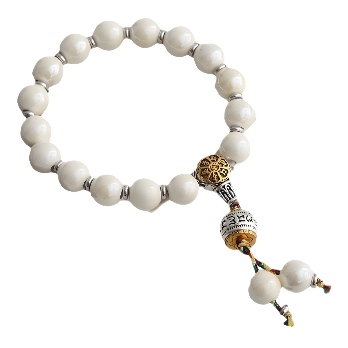 Temple Beijing Yonghe Same Style Incense Ash Glazed Ceramic Buddha Bead Bracelet Six-Word Mantra dy Live Streaming Manufacturer Wholesale