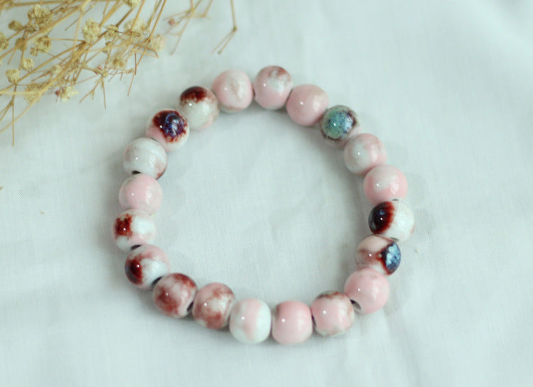 Chinese Ceramic Accessories Ethnic Style Full Bead Bracelet Live Streaming Beach Goods Source Ceramic Beads Wholesale