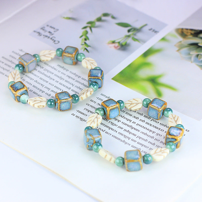 Man Ceramic Bracelet Woven Gift Jewelry Trendy Fresh New Chinese Style Sisters Best Friends Girls Ethnic Style