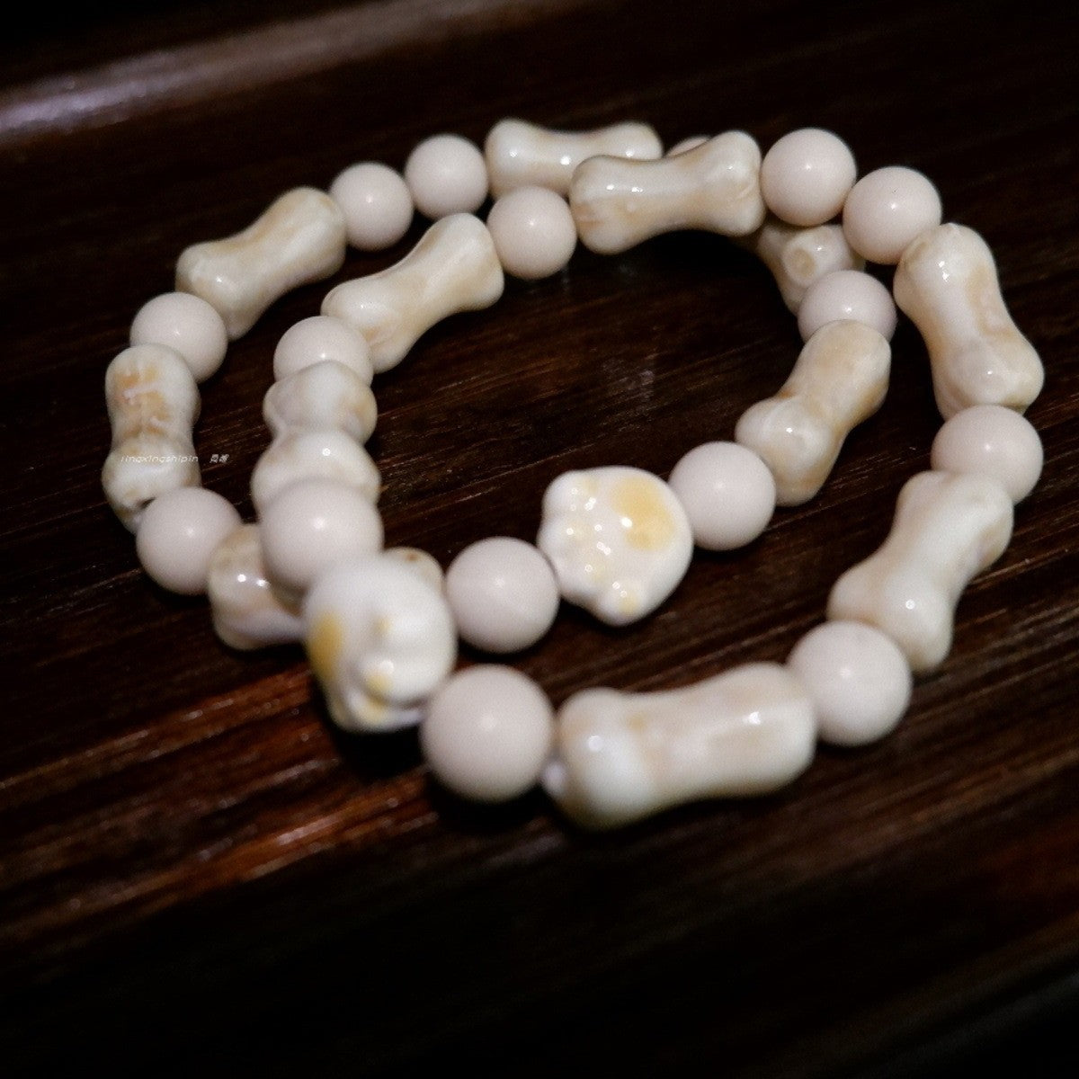 Cross-Border Hot Sale Ceramic Cat Paw Dog Bone Bracelet Natural Stone Spacer Beads Non-Fading Couple Style Versatile Bracelet for Women