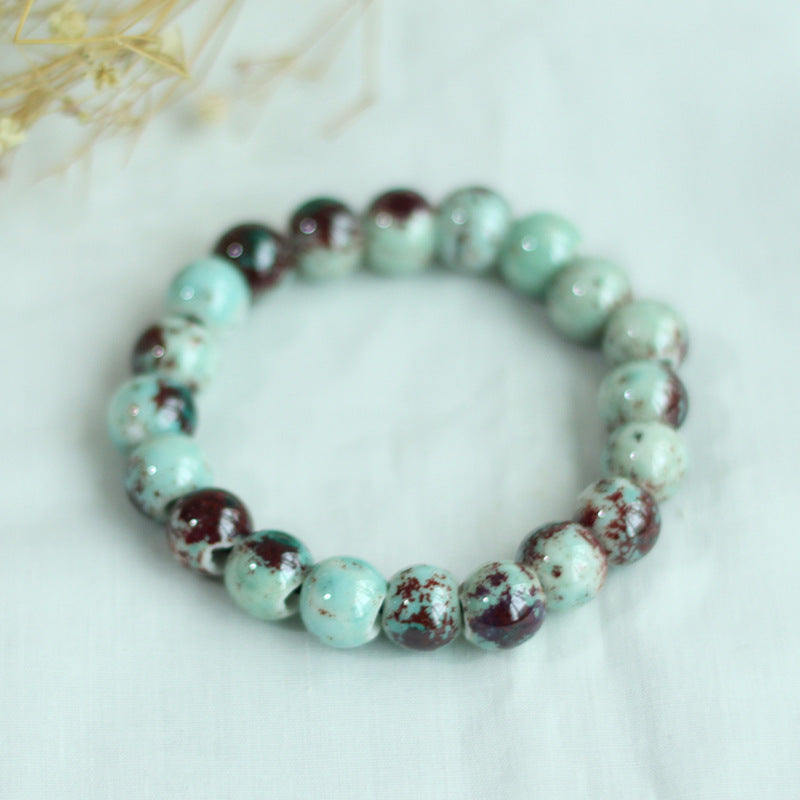 Chinese Ceramic Accessories Ethnic Style Full Bead Bracelet Live Streaming Beach Goods Source Ceramic Beads Wholesale