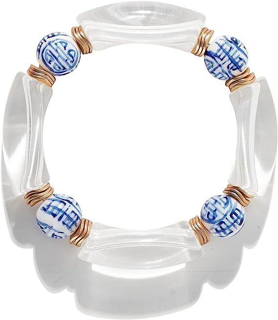 Colorful Acrylic Bead Elastic Cord Bracelet Summer Beach Women's Stacked Thick Bamboo Tube Bracelet Friendship Bracelet Jewelry