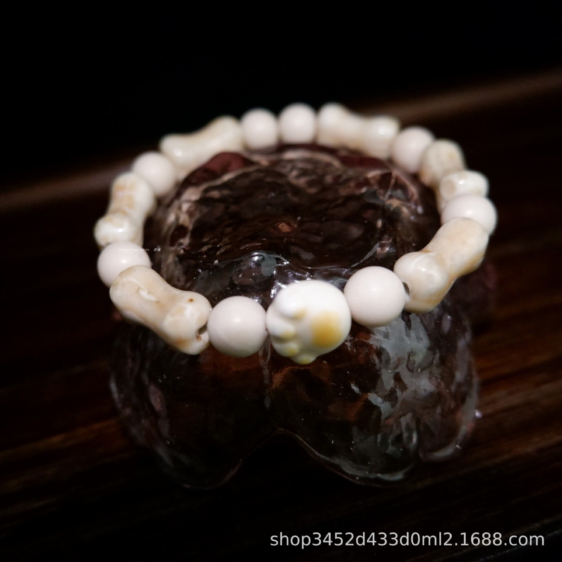 Cross-Border Hot Sale Ceramic Cat Paw Dog Bone Bracelet Natural Stone Spacer Beads Non-Fading Couple Style Versatile Bracelet for Women