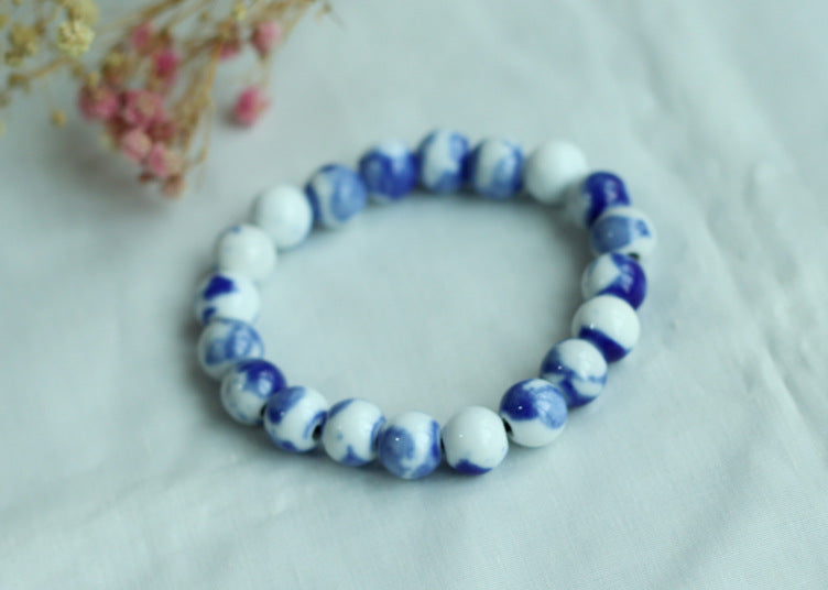 Chinese Ceramic Accessories Ethnic Style Full Bead Bracelet Live Streaming Beach Goods Source Ceramic Beads Wholesale
