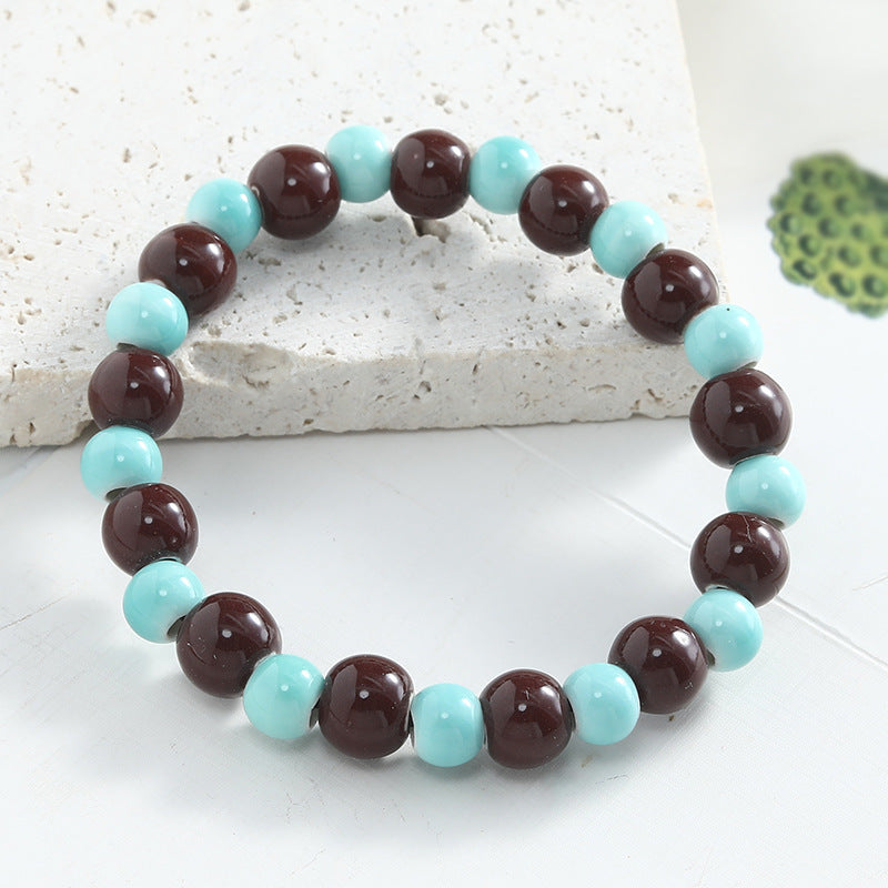 Jingdezhen Ceramic Beaded Bracelet for Women Versatile Artistic Fresh Style Single Circle Manufacturer Source Live Streaming