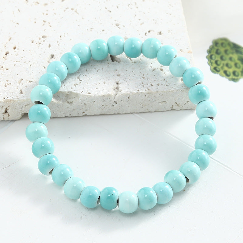 Jingdezhen Ceramic Beaded Bracelet for Women Versatile Artistic Fresh Style Single Circle Manufacturer Source Live Streaming