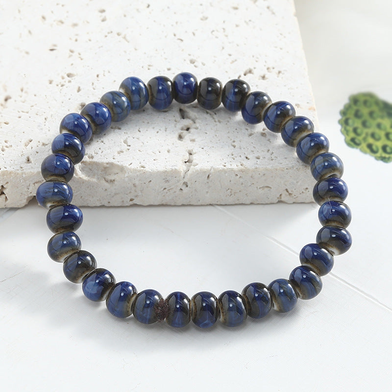 Jingdezhen Ceramic Beaded Bracelet for Women Versatile Artistic Fresh Style Single Circle Manufacturer Source Live Streaming