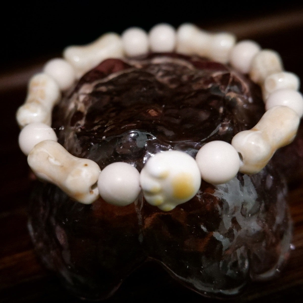 Cross-Border Hot Sale Ceramic Cat Paw Dog Bone Bracelet Natural Stone Spacer Beads Non-Fading Couple Style Versatile Bracelet for Women