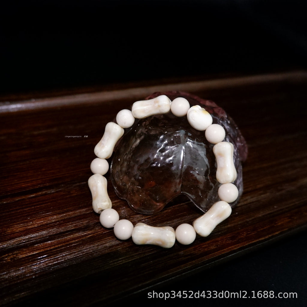 Cross-Border Hot Sale Ceramic Cat Paw Dog Bone Bracelet Natural Stone Spacer Beads Non-Fading Couple Style Versatile Bracelet for Women