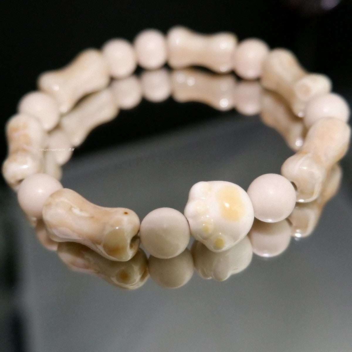 Cross-Border Hot Sale Ceramic Cat Paw Dog Bone Bracelet Natural Stone Spacer Beads Non-Fading Couple Style Versatile Bracelet for Women