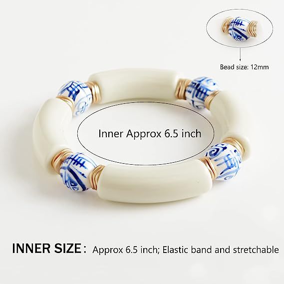 Colorful Acrylic Bead Elastic Cord Bracelet Summer Beach Women's Stacked Thick Bamboo Tube Bracelet Friendship Bracelet Jewelry