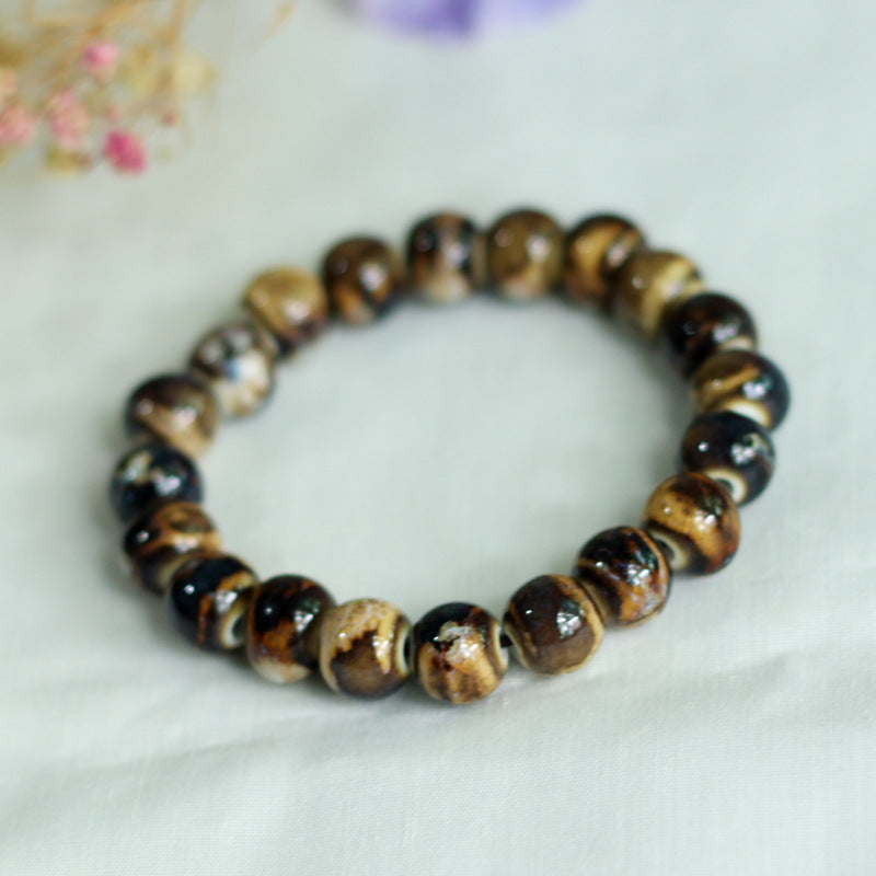 Chinese Ceramic Accessories Ethnic Style Full Bead Bracelet Live Streaming Beach Goods Source Ceramic Beads Wholesale