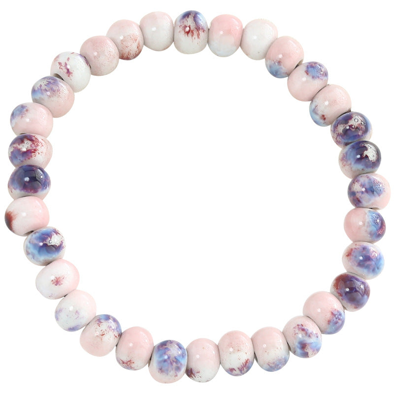 Jingdezhen Ceramic Beaded Bracelet for Women Versatile Artistic Fresh Style Single Circle Manufacturer Source Live Streaming