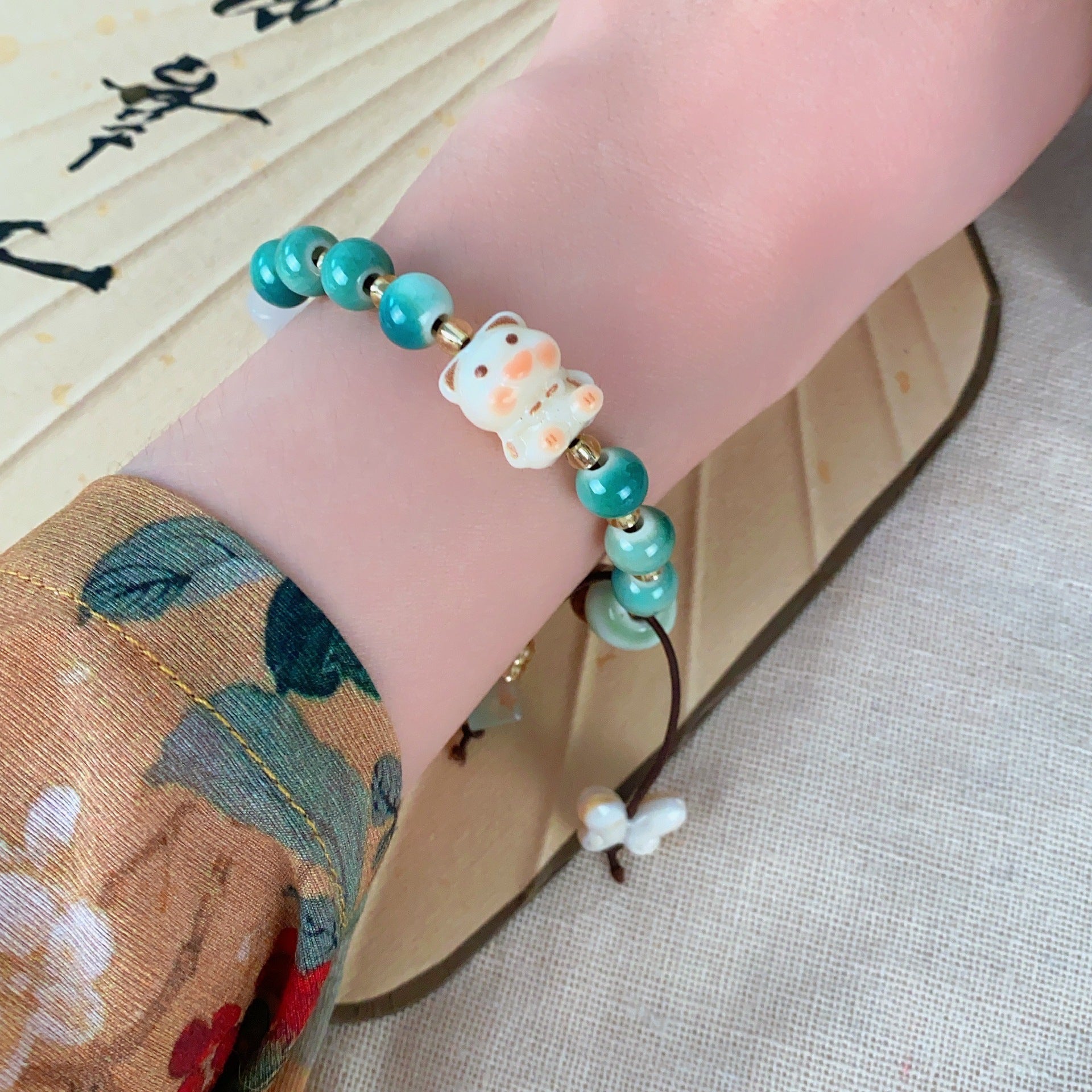 New Chinese Style Ceramic Wooden Bead Bracelet for Women, Ancient Style Zen Beaded Bracelet, Niche Design, Personalized Versatile Hand Accessories