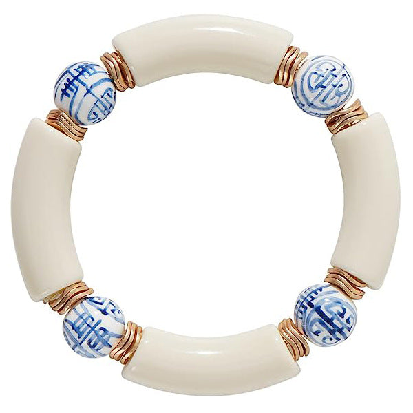 Colorful Acrylic Bead Elastic Cord Bracelet Summer Beach Women's Stacked Thick Bamboo Tube Bracelet Friendship Bracelet Jewelry