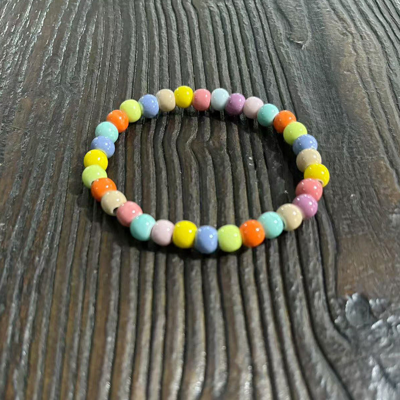 Jingdezhen Ceramic Beaded Bracelet for Women Versatile Artistic Fresh Style Single Circle Manufacturer Source Live Streaming
