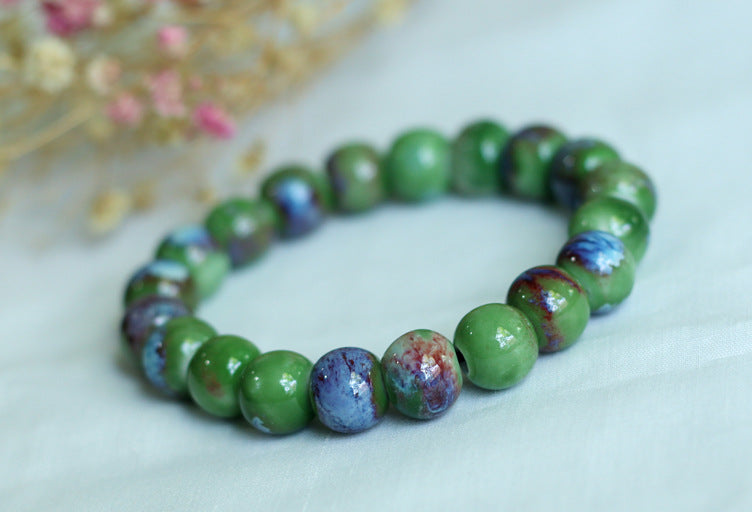 Chinese Ceramic Accessories Ethnic Style Full Bead Bracelet Live Streaming Beach Goods Source Ceramic Beads Wholesale