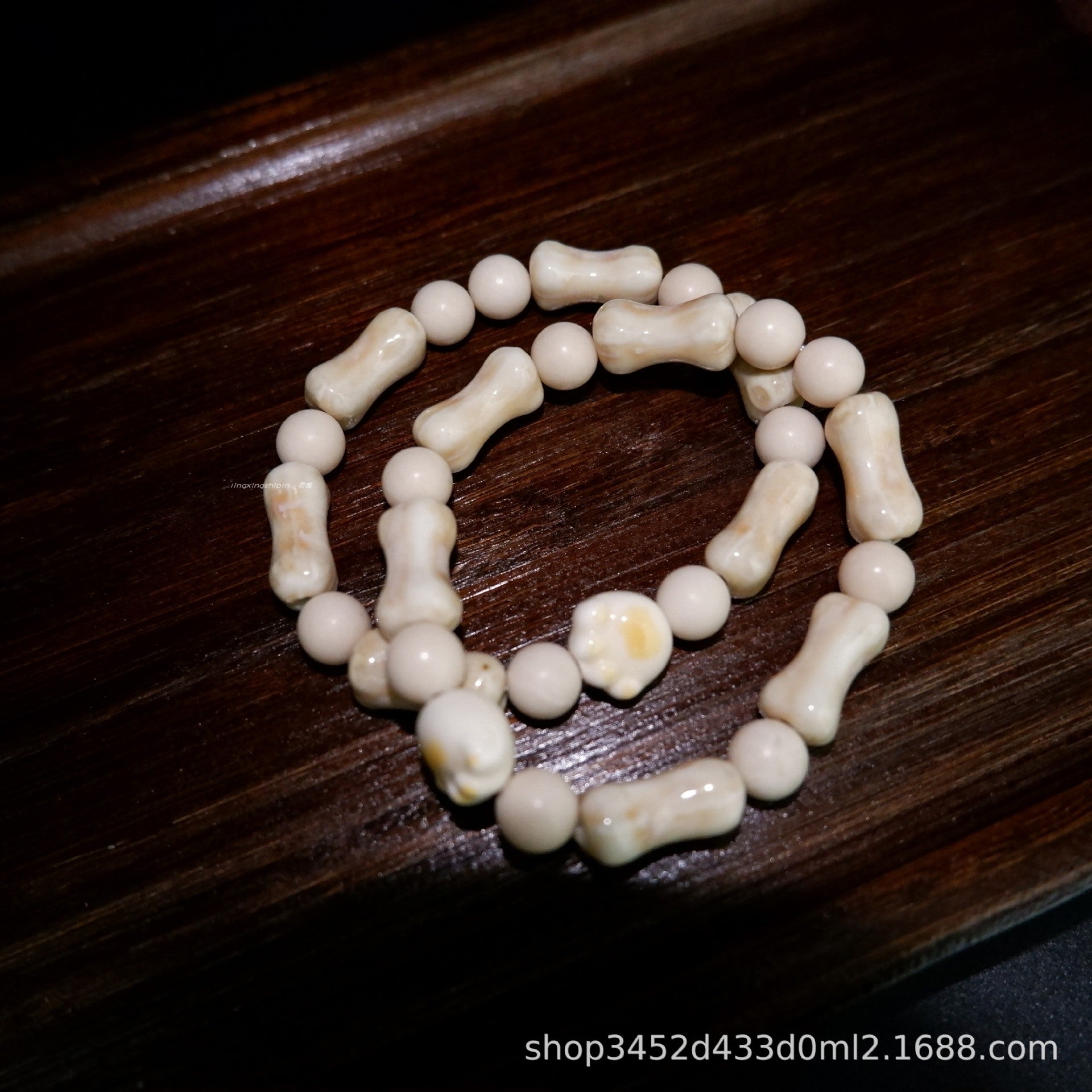 Cross-Border Hot Sale Ceramic Cat Paw Dog Bone Bracelet Natural Stone Spacer Beads Non-Fading Couple Style Versatile Bracelet for Women