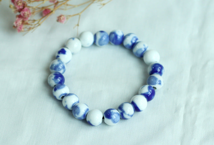 Chinese Ceramic Accessories Ethnic Style Full Bead Bracelet Live Streaming Beach Goods Source Ceramic Beads Wholesale