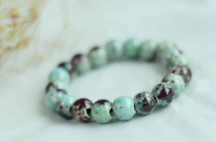 Chinese Ceramic Accessories Ethnic Style Full Bead Bracelet Live Streaming Beach Goods Source Ceramic Beads Wholesale