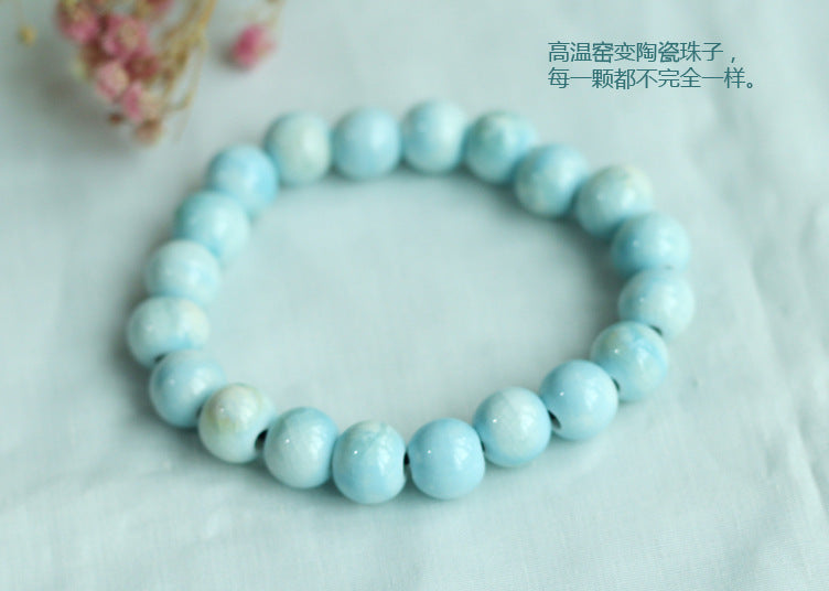 Chinese Ceramic Accessories Ethnic Style Full Bead Bracelet Live Streaming Beach Goods Source Ceramic Beads Wholesale