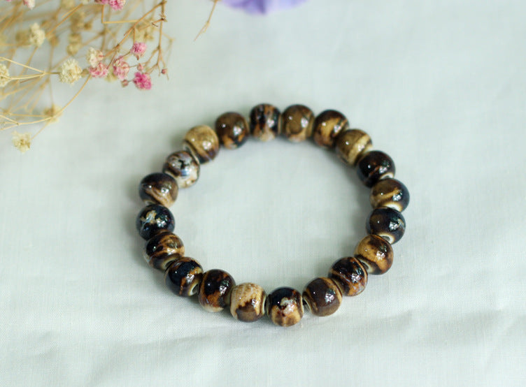 Chinese Ceramic Accessories Ethnic Style Full Bead Bracelet Live Streaming Beach Goods Source Ceramic Beads Wholesale