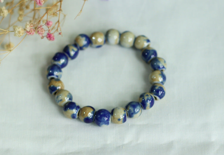 Chinese Ceramic Accessories Ethnic Style Full Bead Bracelet Live Streaming Beach Goods Source Ceramic Beads Wholesale