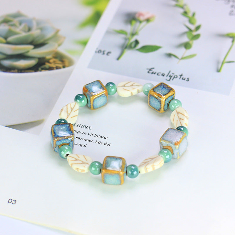 Man Ceramic Bracelet Woven Gift Jewelry Trendy Fresh New Chinese Style Sisters Best Friends Girls Ethnic Style