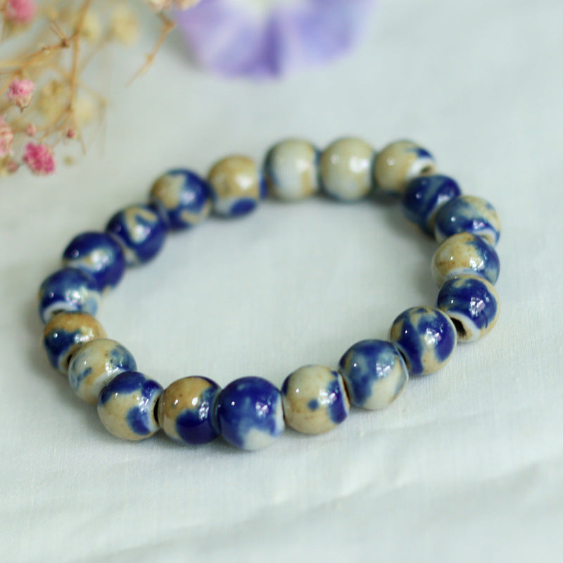Chinese Ceramic Accessories Ethnic Style Full Bead Bracelet Live Streaming Beach Goods Source Ceramic Beads Wholesale