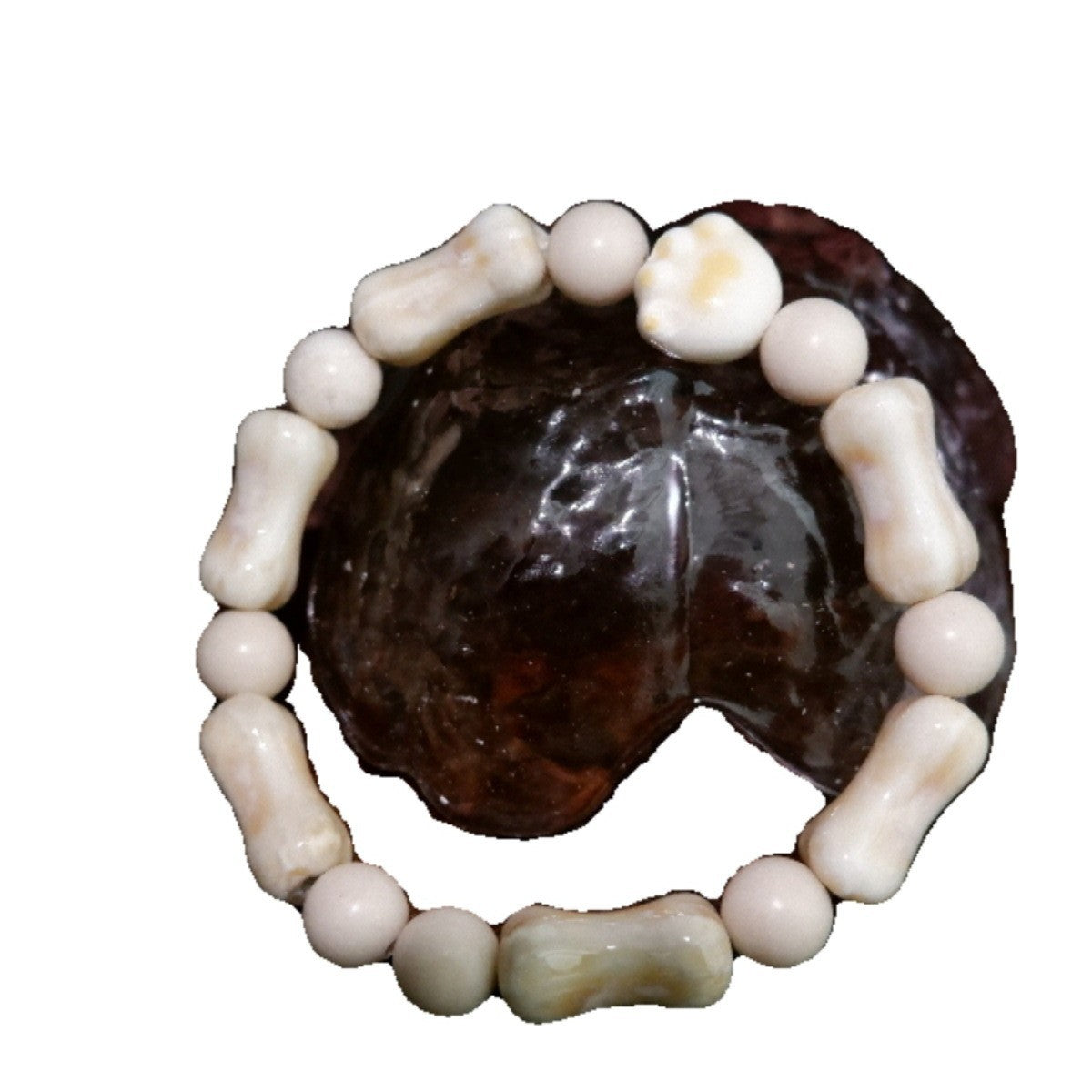 Cross-Border Hot Sale Ceramic Cat Paw Dog Bone Bracelet Natural Stone Spacer Beads Non-Fading Couple Style Versatile Bracelet for Women