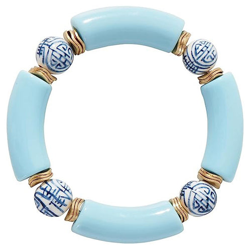 Colorful Acrylic Bead Elastic Cord Bracelet Summer Beach Women's Stacked Thick Bamboo Tube Bracelet Friendship Bracelet Jewelry